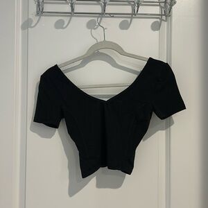 Black V Neck Crop Top